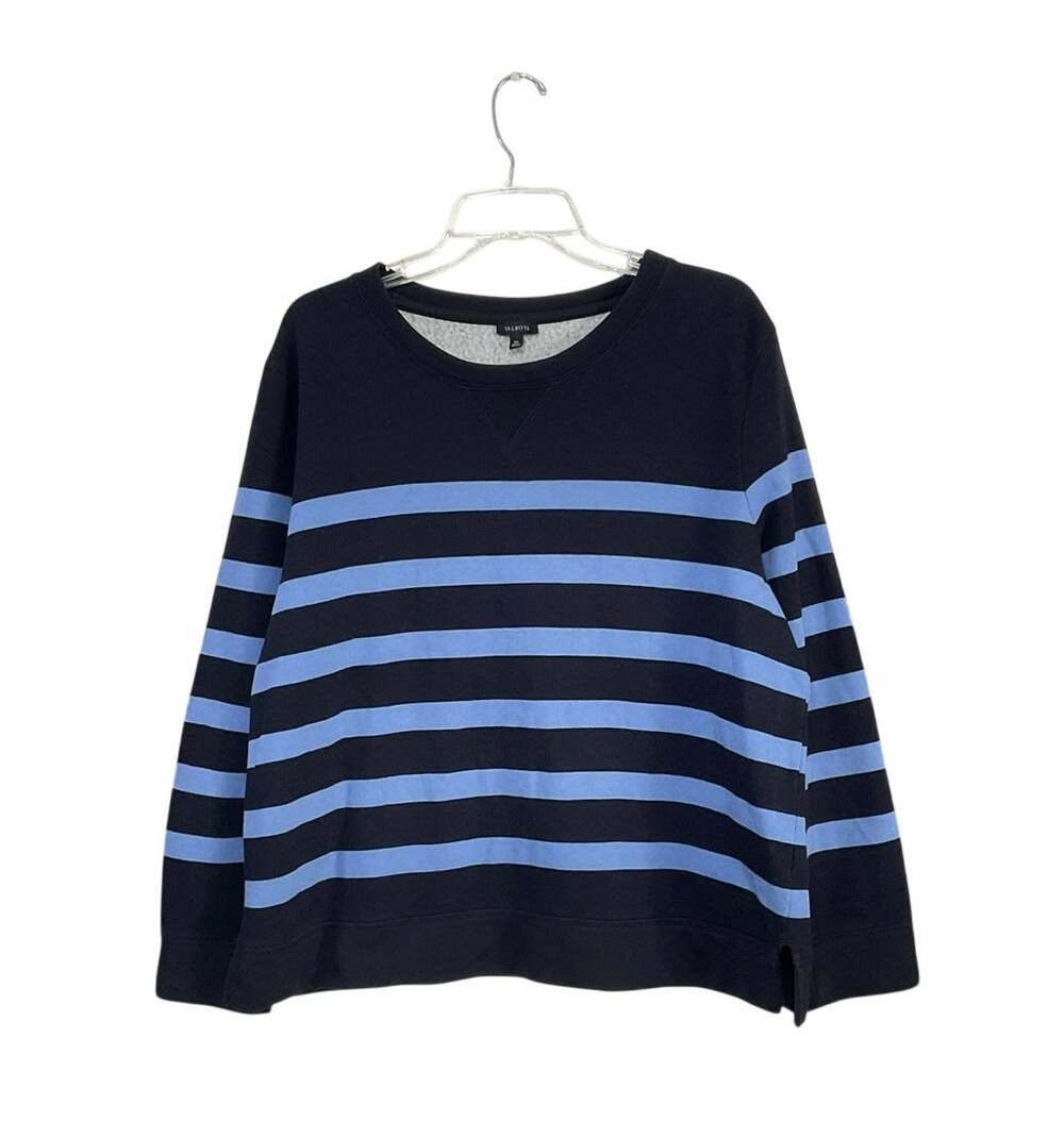 Talbots Blue Striped Crewneck Sweatshirt Womens Size X-Large Cotton